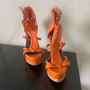 Orange Strappy Women's Heels